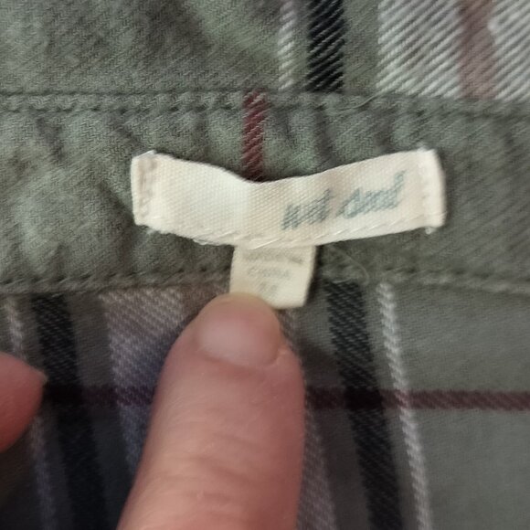 WET SEAL FLANNEL SHIRT Size Med  Green Button Down Twilight Gorpcore Western - Picture 3 of 9